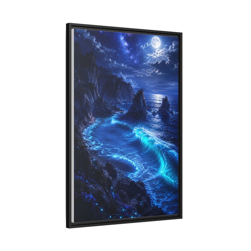 Framed Matte Canvas: Luminous Moonlit Ocean Art Print