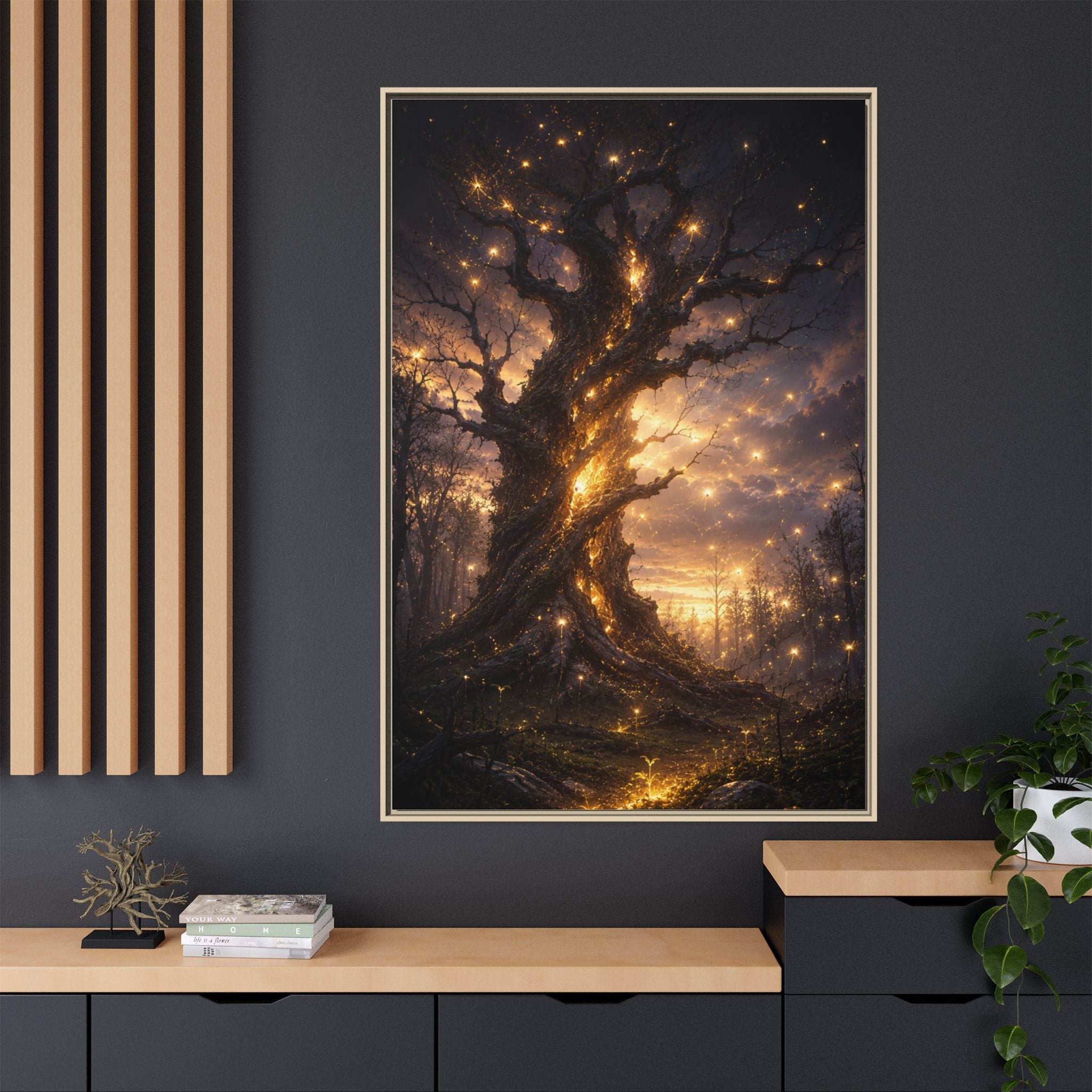 Enchanted Tree Matte Canvas Print — Framed Fantasy Wall Art