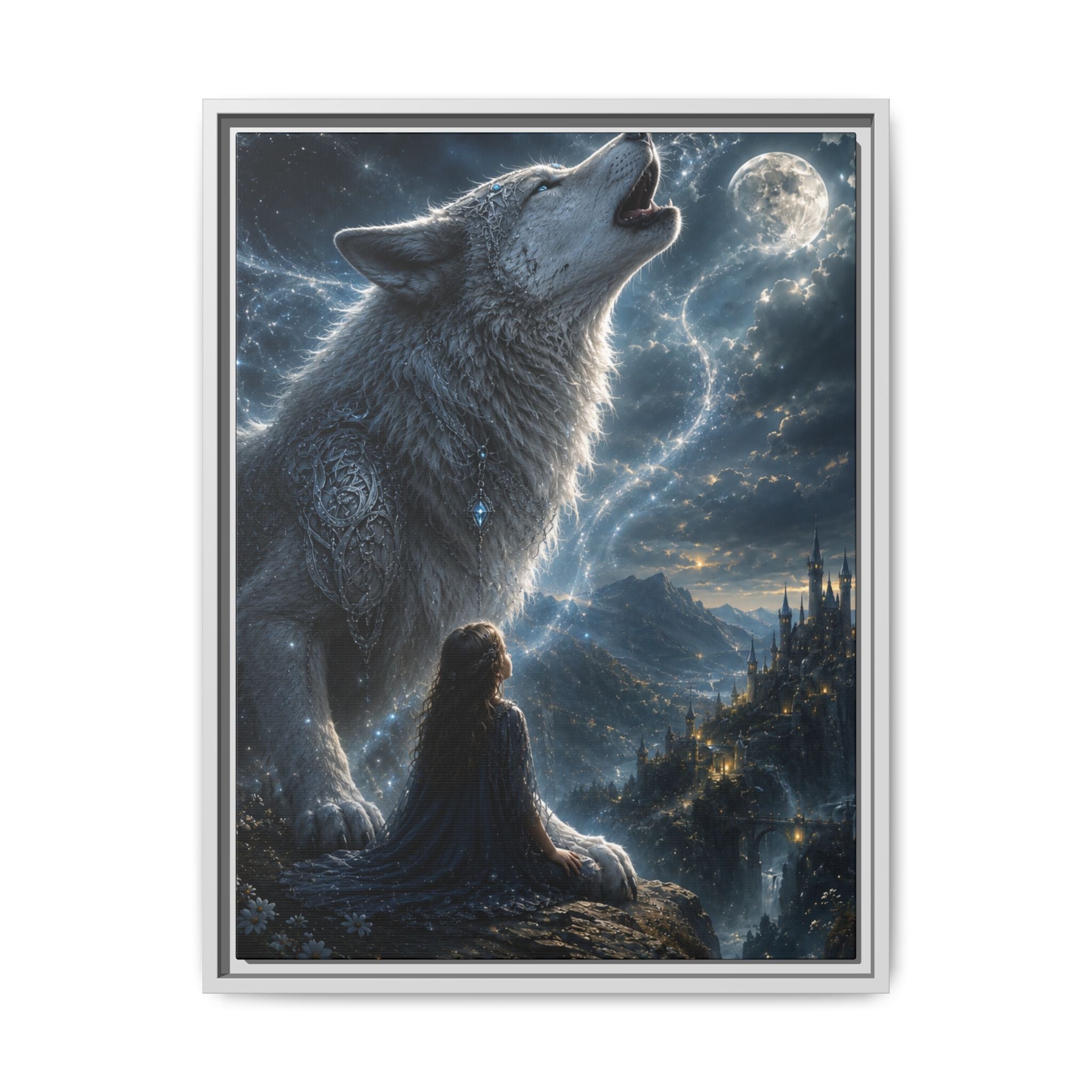 Howling Wolf Moon Fine Art Paper Print — Fantasy Wall Art