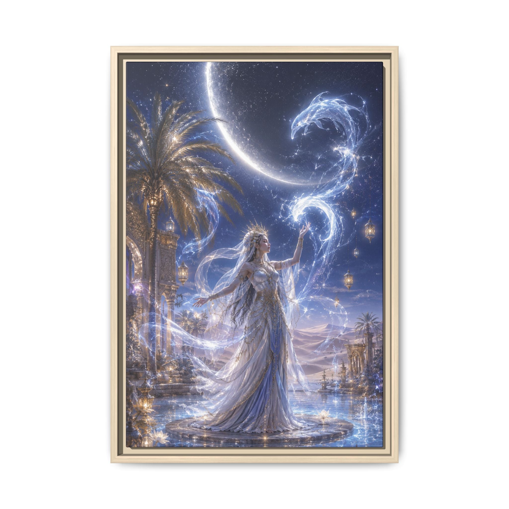 Celestial Goddess Fine Art Paper Print — Mystic Moonlight Wall Decor