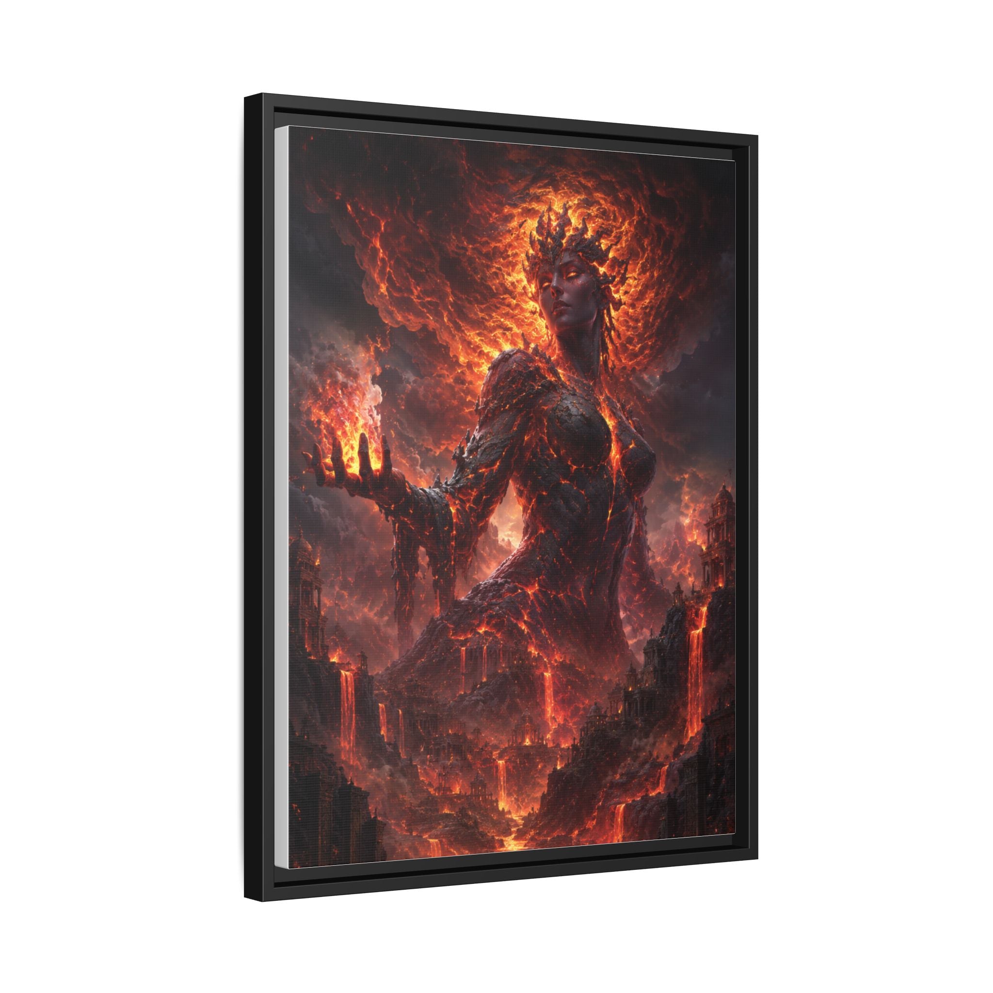 Framed Matte Canvas — Fiery Demon Goddess Wall Art