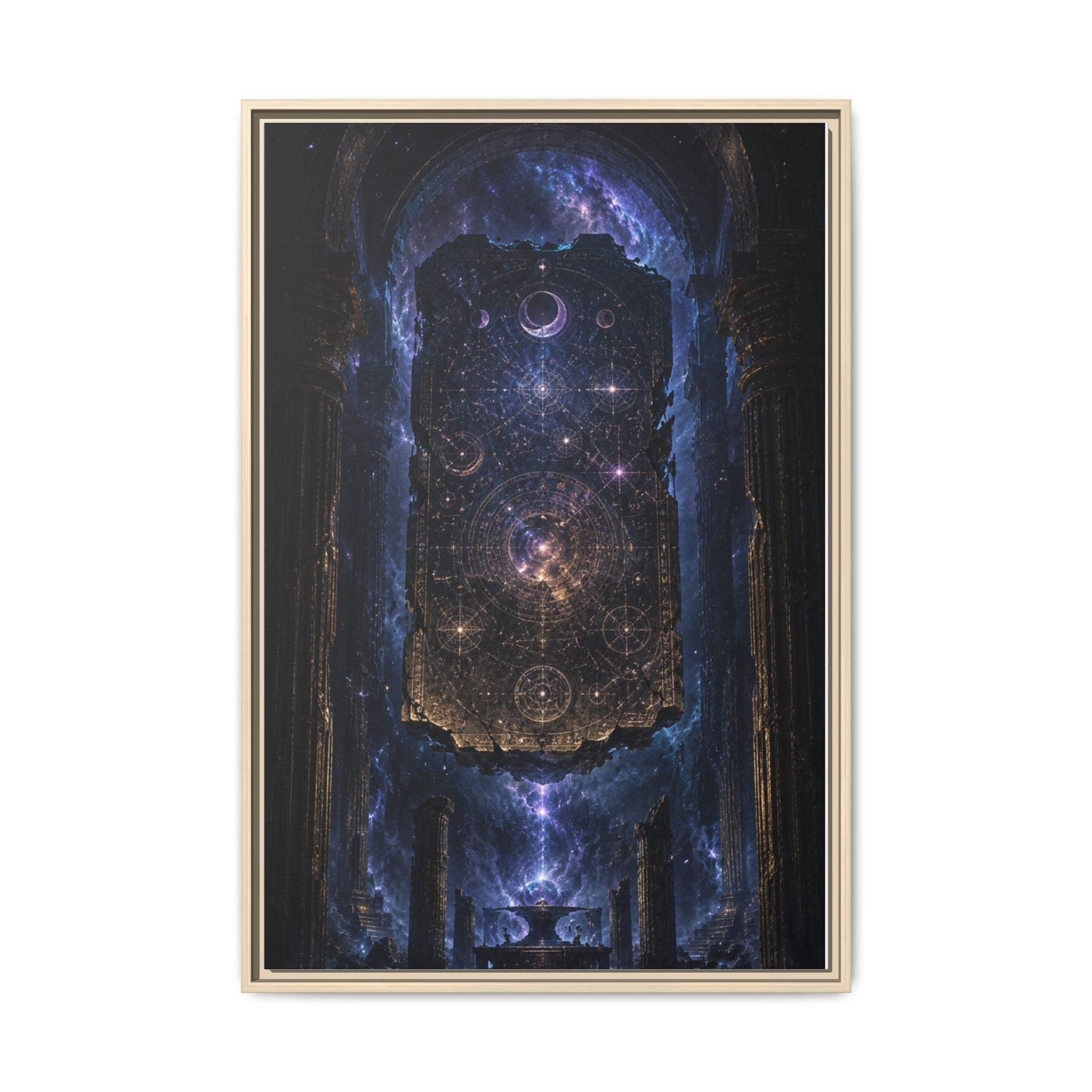 Framed Matte Canvas Wall Art — Cosmic Cathedral Galaxy Print