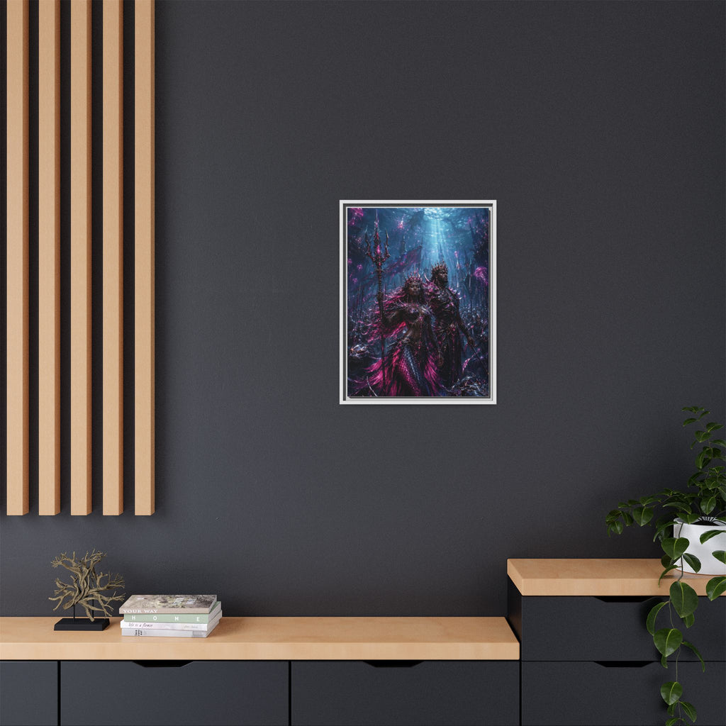 Framed Matte Canvas Print — Mystical Underwater King & Queen Artwork