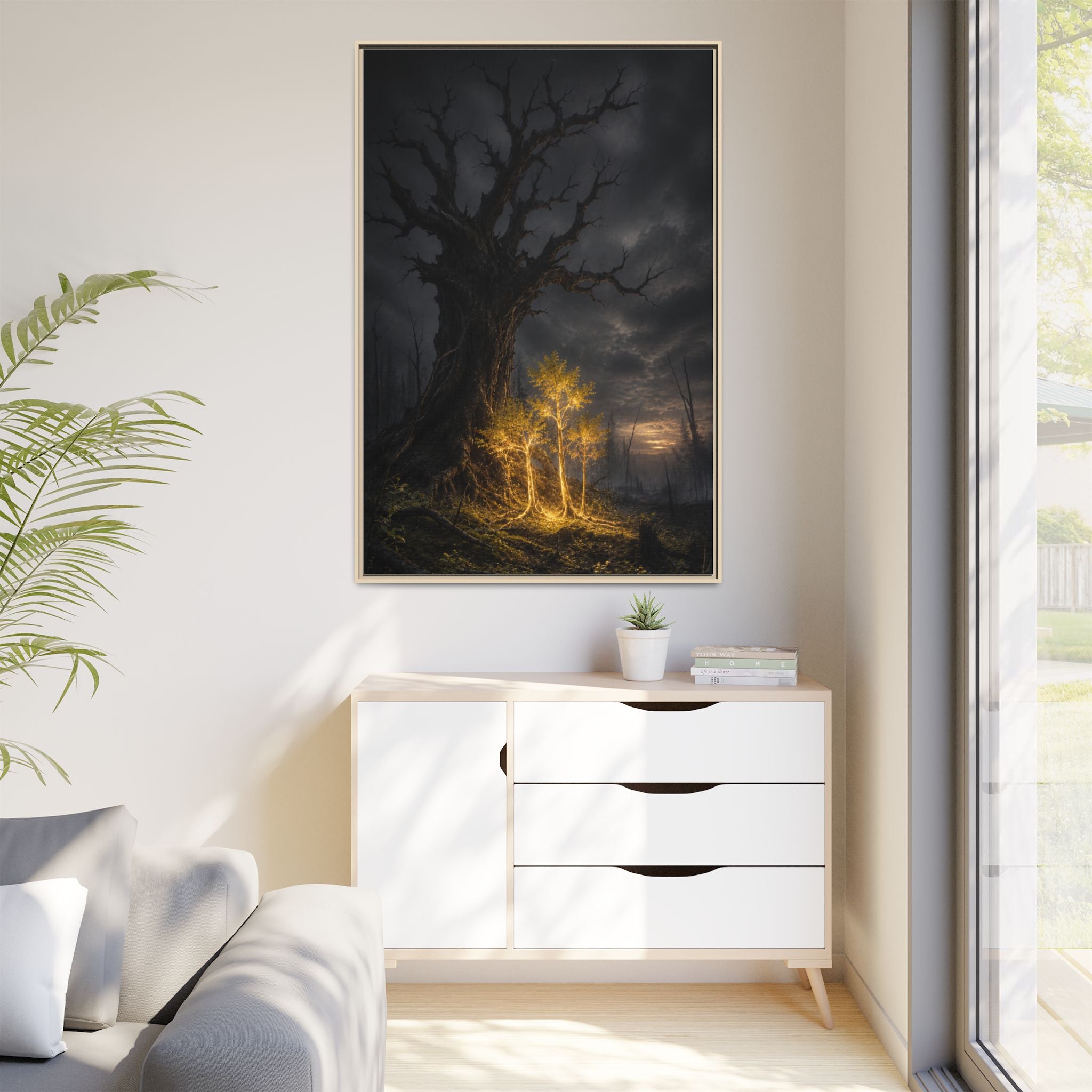 Framed Matte Canvas — Glowing Enchanted Tree Wall Art
