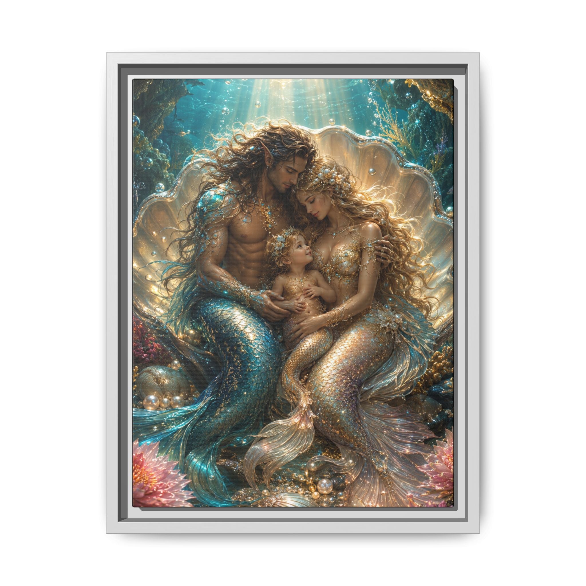 Mermaid Family Art Print — Oceanic Fantasy Fine Art Wall Decor Fine Art Paper Print