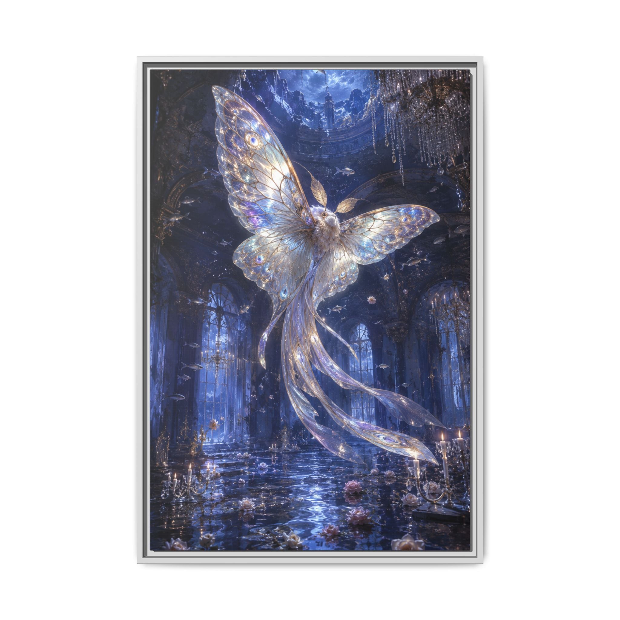Ethereal Moonlit Moth Fine Art Paper Print Wall Art