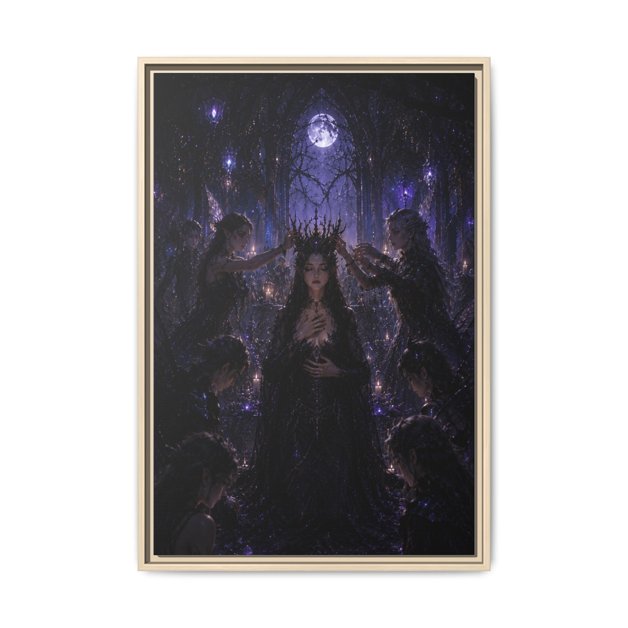 Gothic Moon Queen Framed Canvas Print