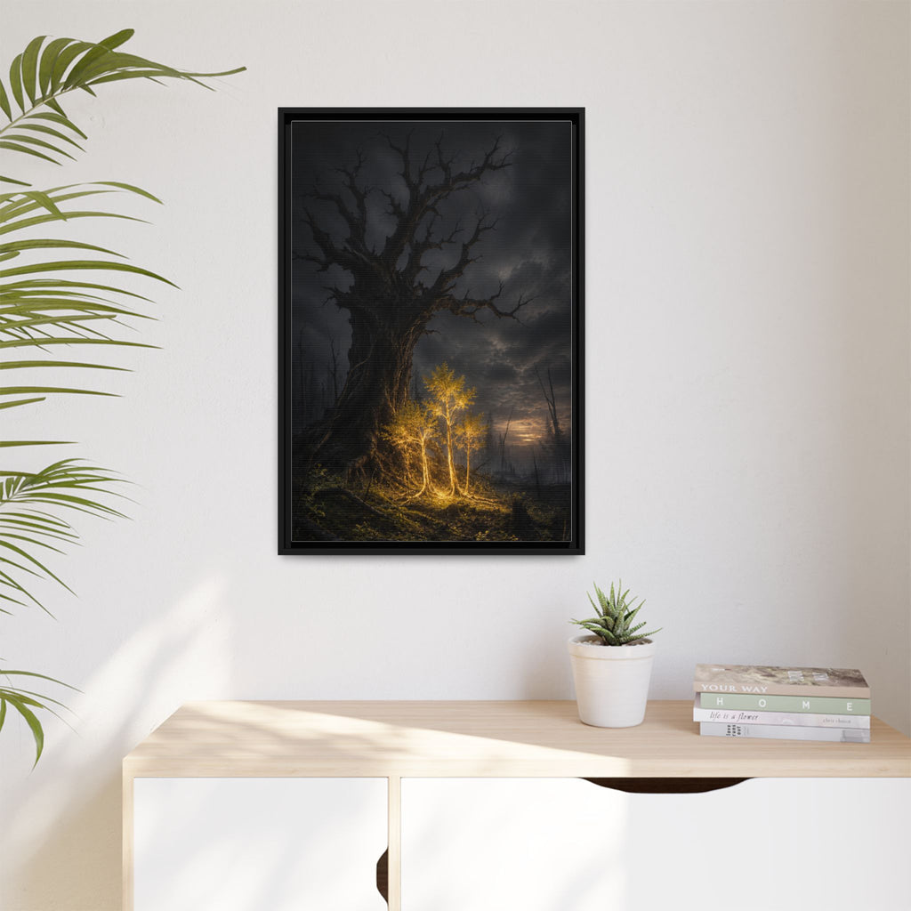 Framed Matte Canvas — Glowing Enchanted Tree Wall Art