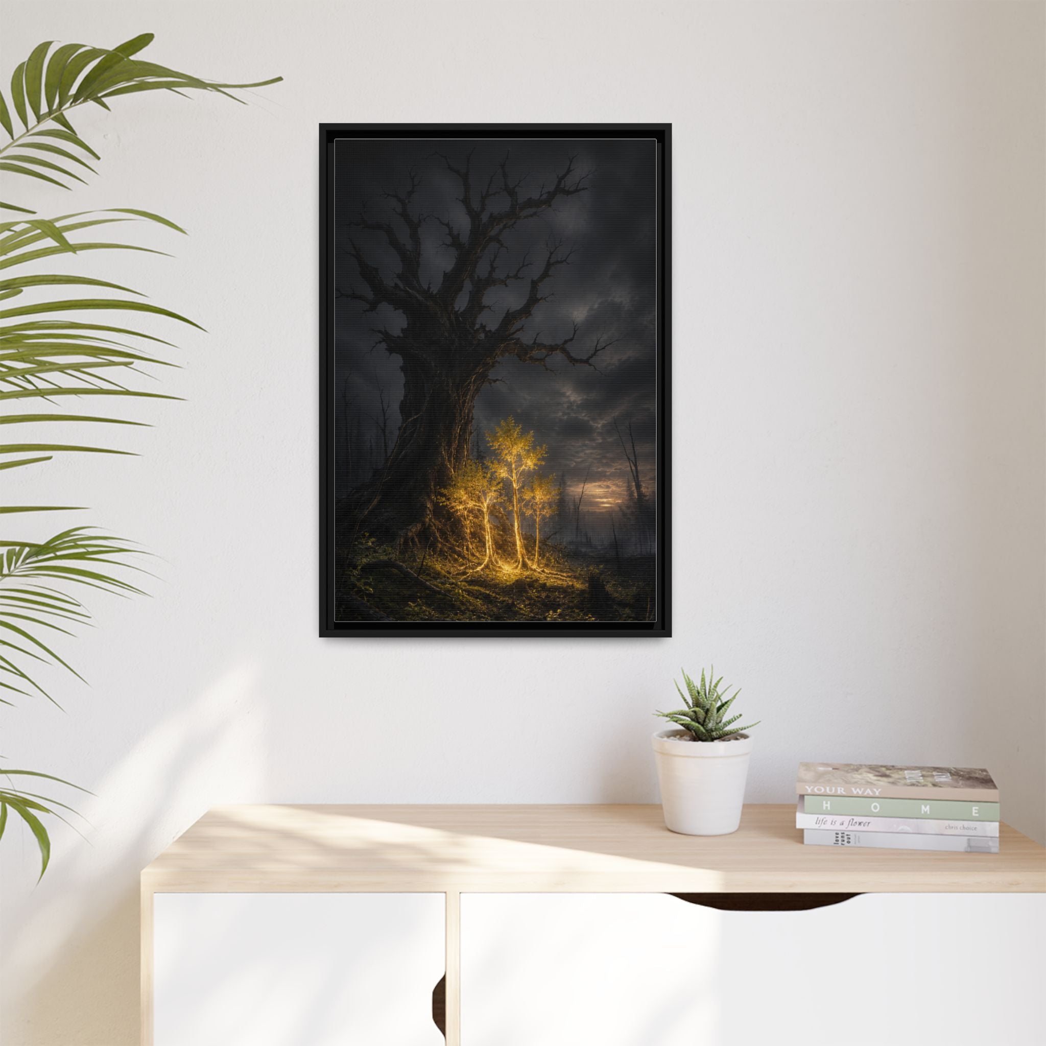 Framed Matte Canvas — Glowing Enchanted Tree Wall Art