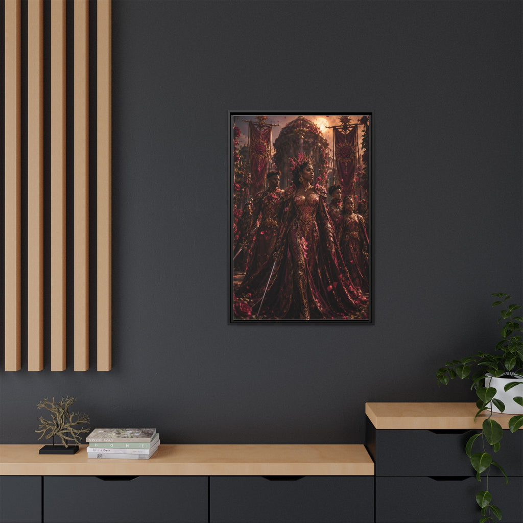 Framed Matte Canvas Art — Regal Fantasy Queen Portrait