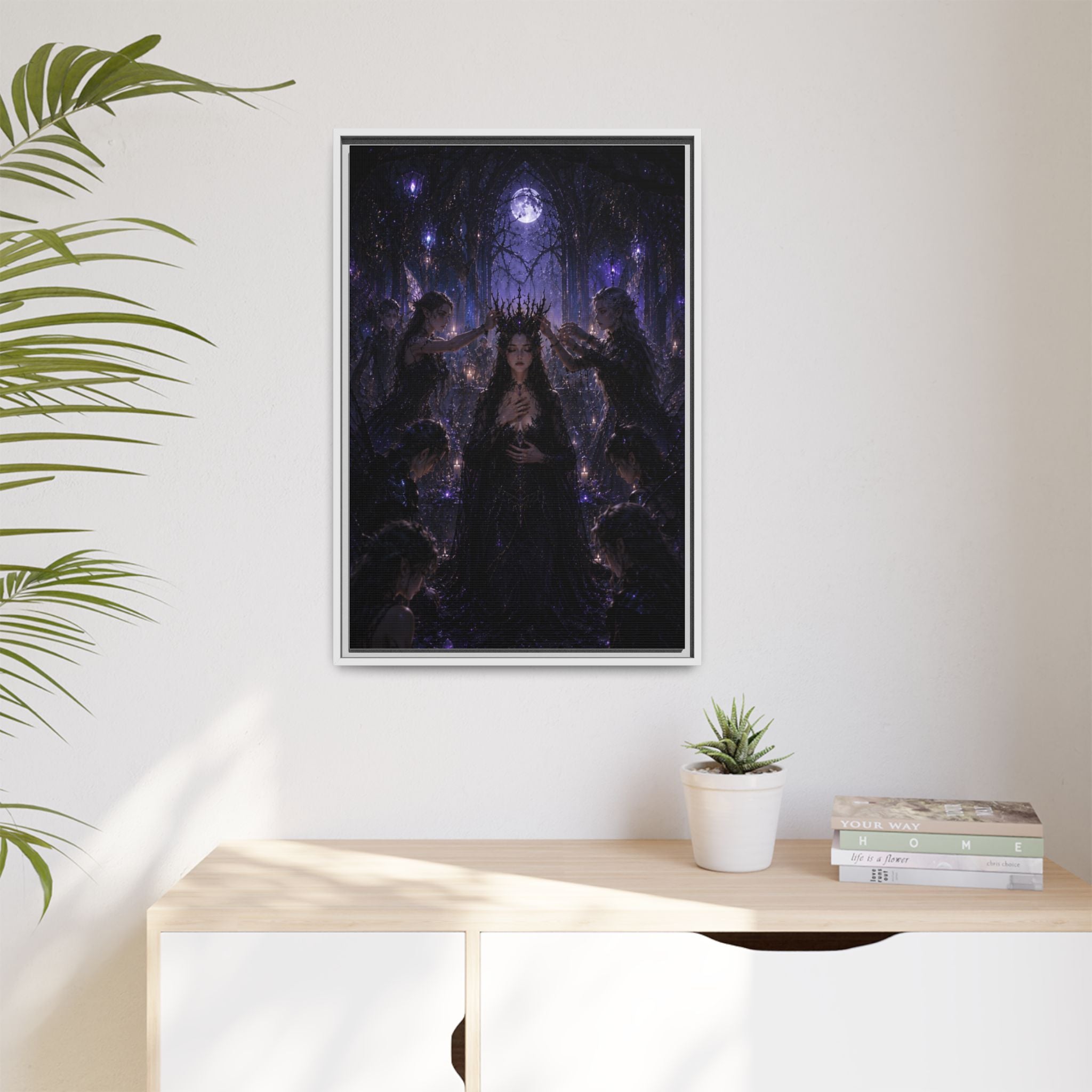 Gothic Moon Queen Framed Canvas Print