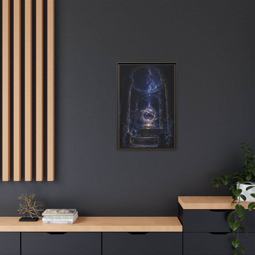 Framed Cosmic Temple Matte Canvas Art — Mystic Astral Orb Wall Decor