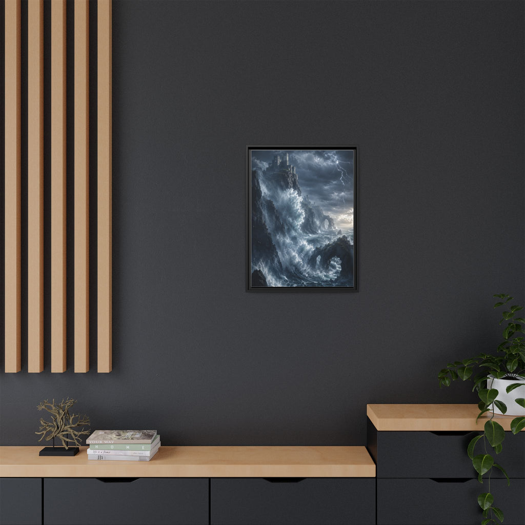 Framed Matte Canvas - Stormy Ocean Fantasy Wall Art
