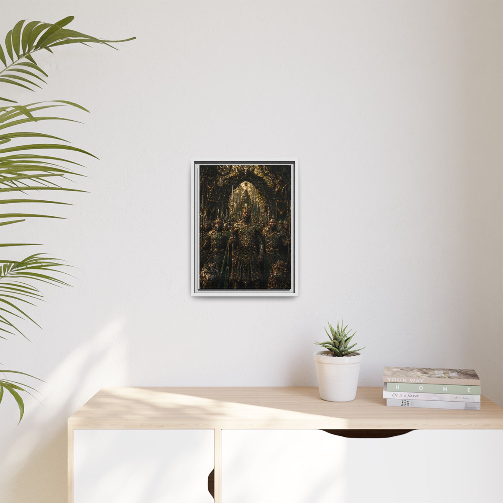 Framed Matte Canvas — Regal Fantasy King in Ornate Armor