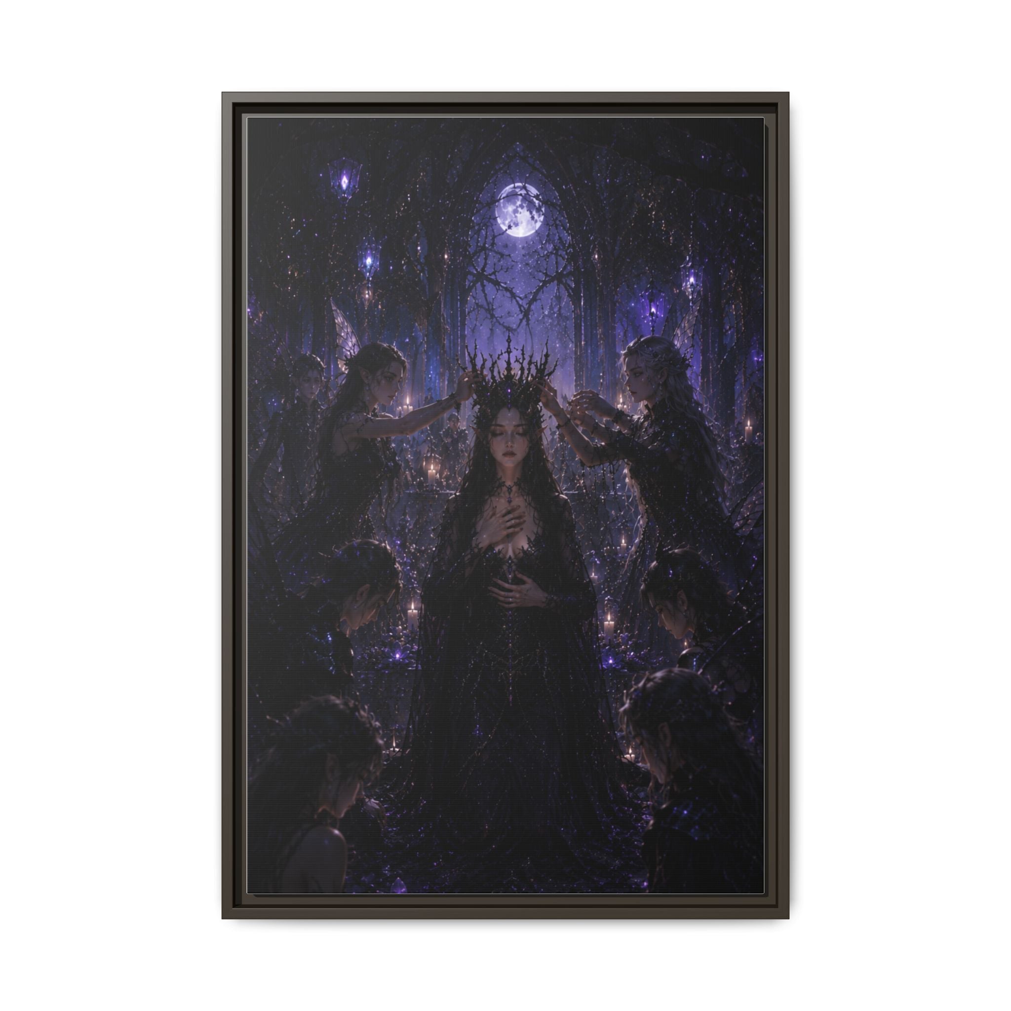 Gothic Moon Queen Framed Canvas Print