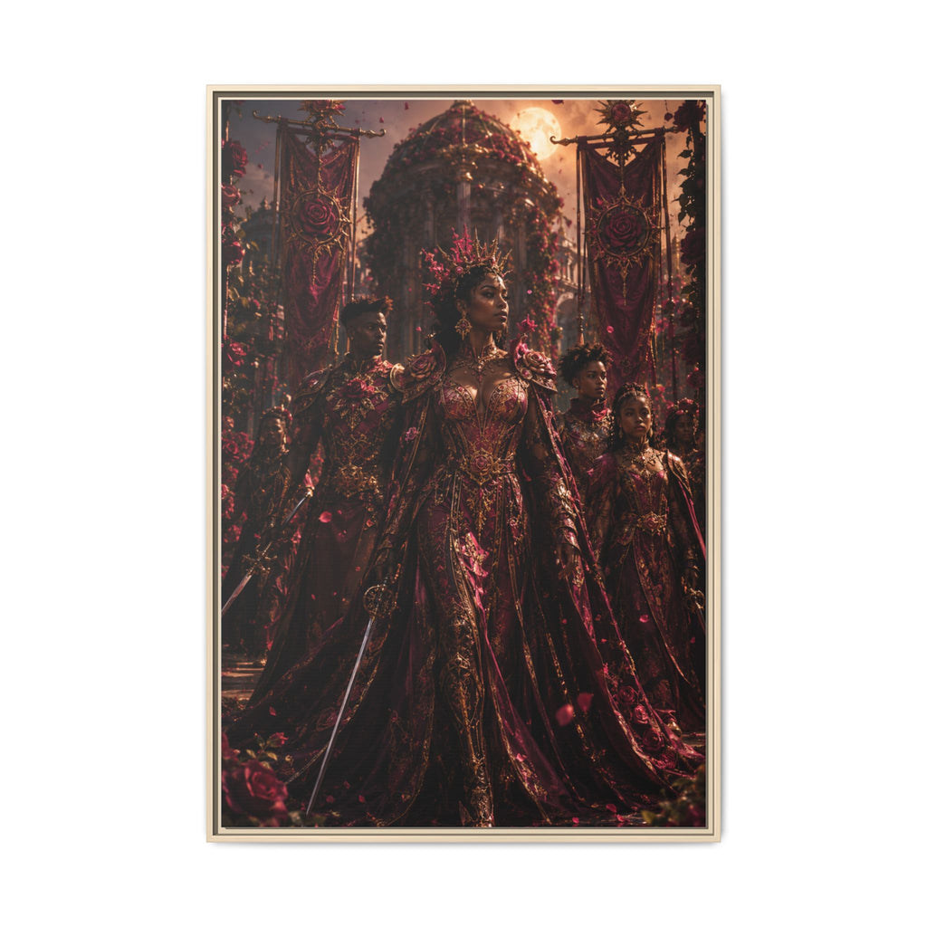 Framed Matte Canvas Art — Regal Fantasy Queen Portrait