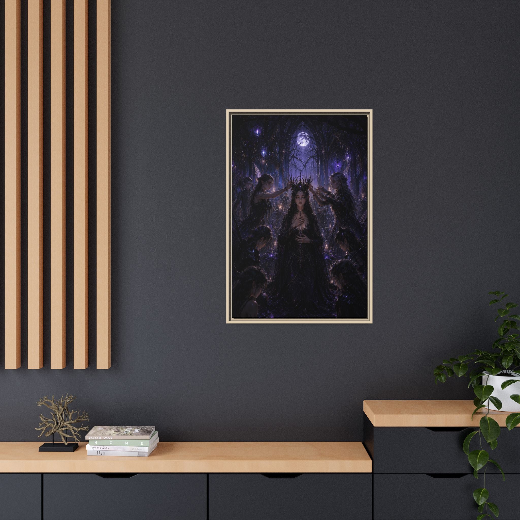 Gothic Moon Queen Framed Canvas Print