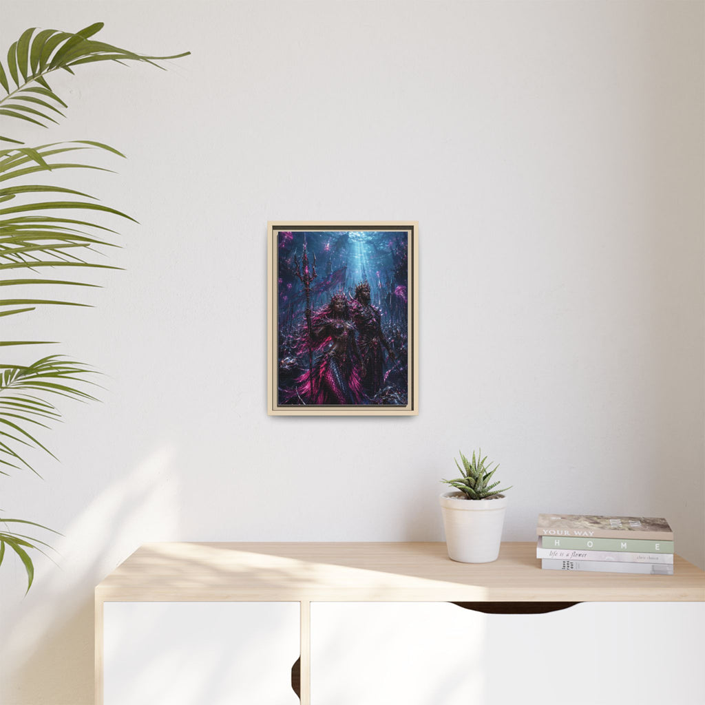 Framed Matte Canvas Print — Mystical Underwater King & Queen Artwork
