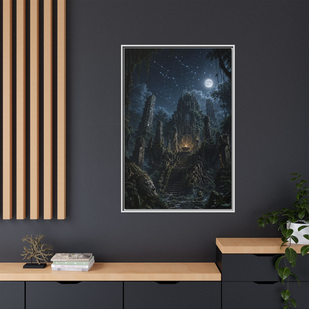 Framed Matte Canvas - Moonlit Ruins Fantasy Wall Art