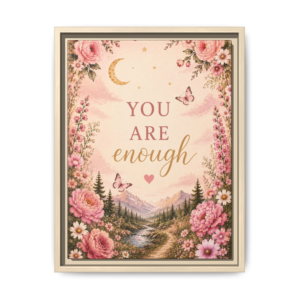 You Are Enough floral landscape Framed Canvas