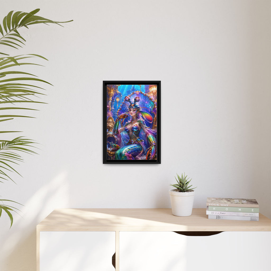 Mermaid Queen Framed Matte Canvas Art — Vibrant Fantasy Underwater Wall Decor