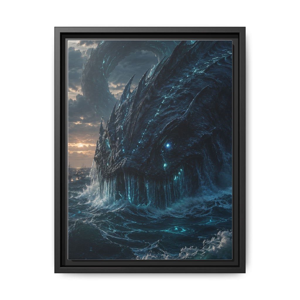 Framed Matte Canvas - Mythic Sea Leviathan Wall Art