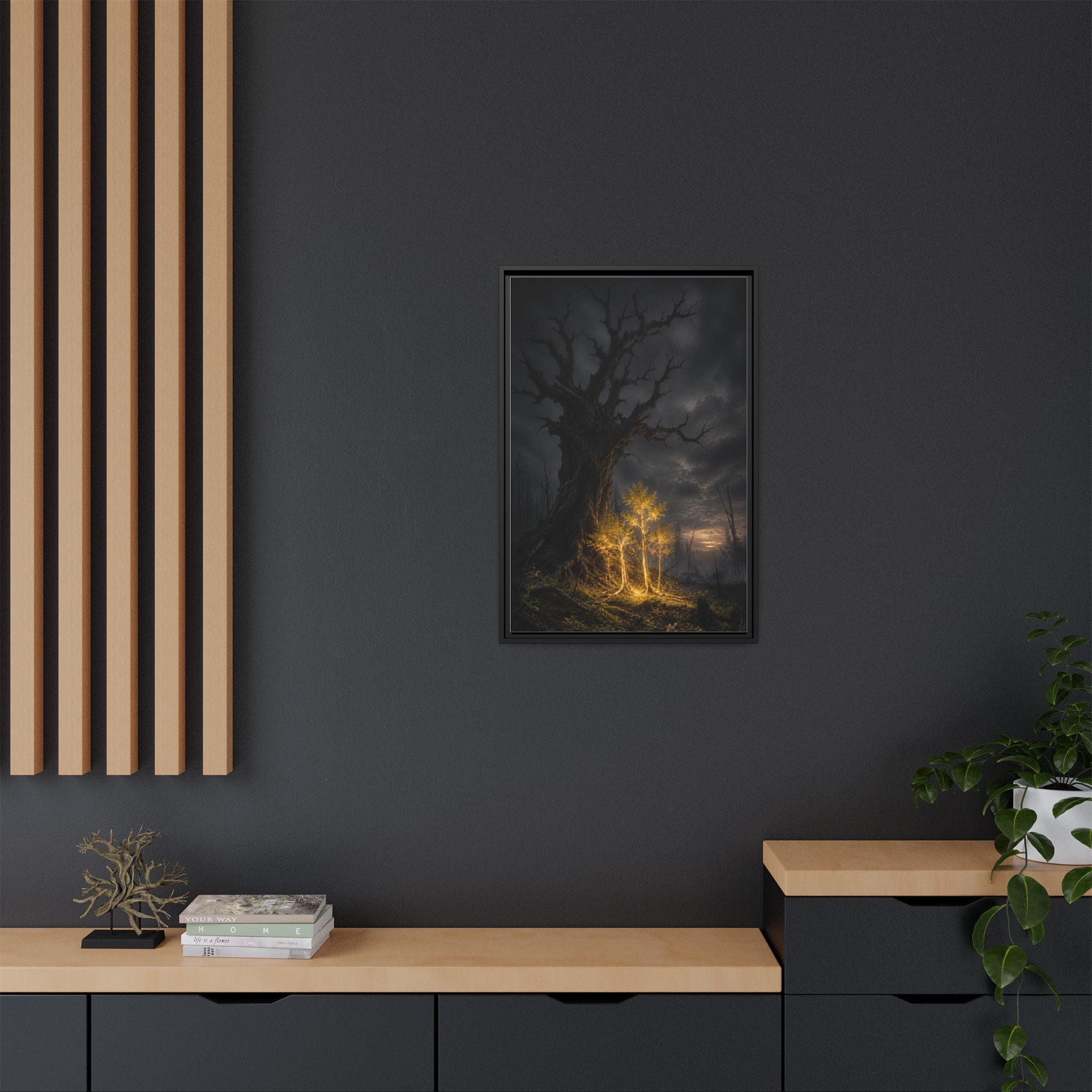 Framed Matte Canvas — Glowing Enchanted Tree Wall Art