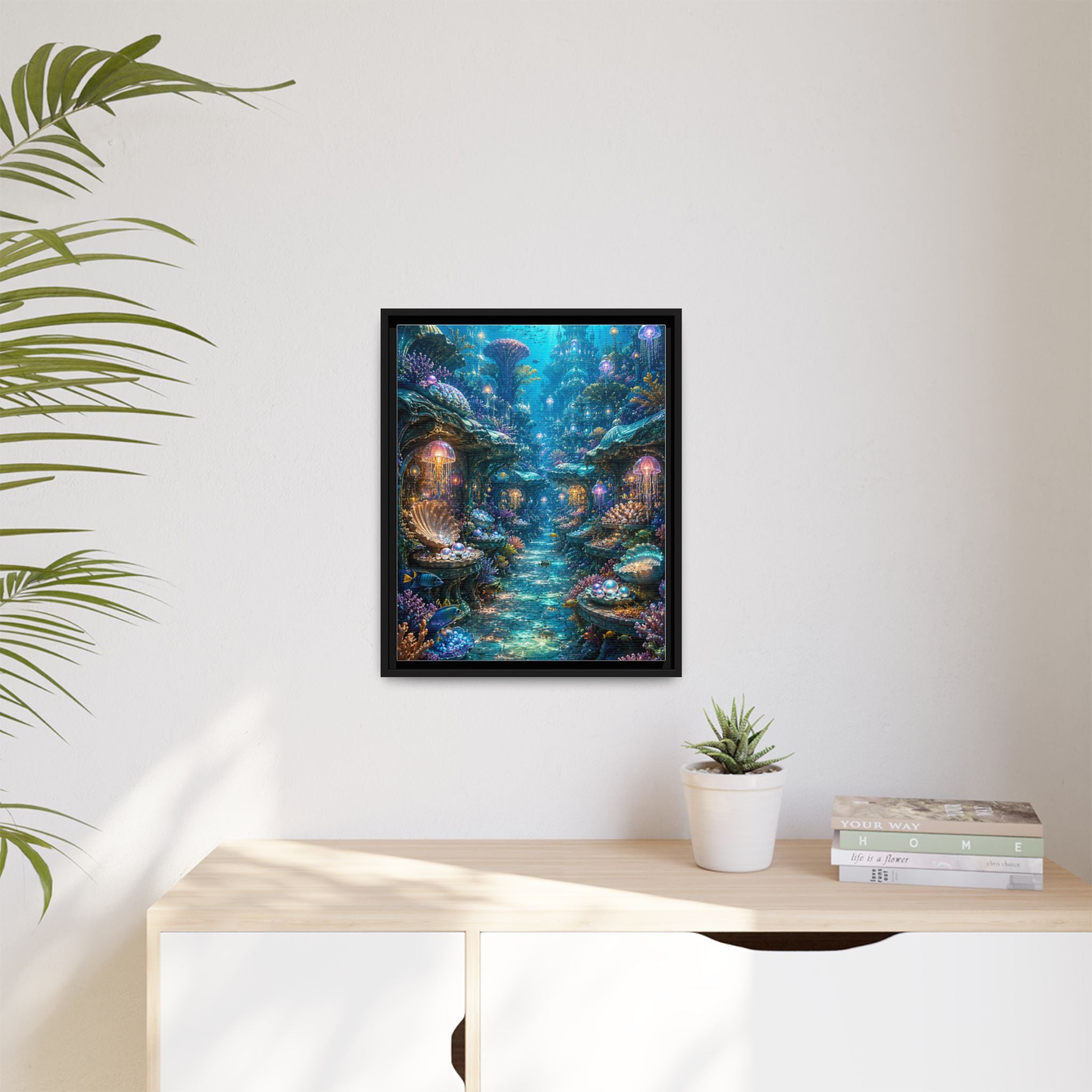 Framed Matte Canvas - Enchanted Underwater Coral Reef Print