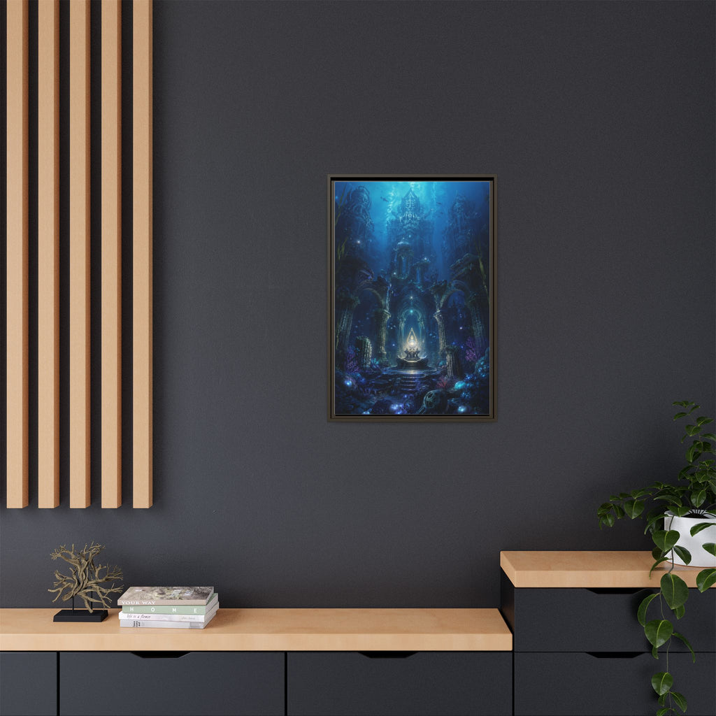 Framed Matte Canvas - Enchanted Underwater Temple Fantasy Art