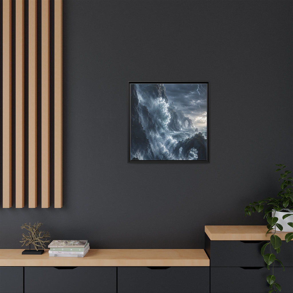 Framed Matte Canvas - Stormy Ocean Fantasy Wall Art