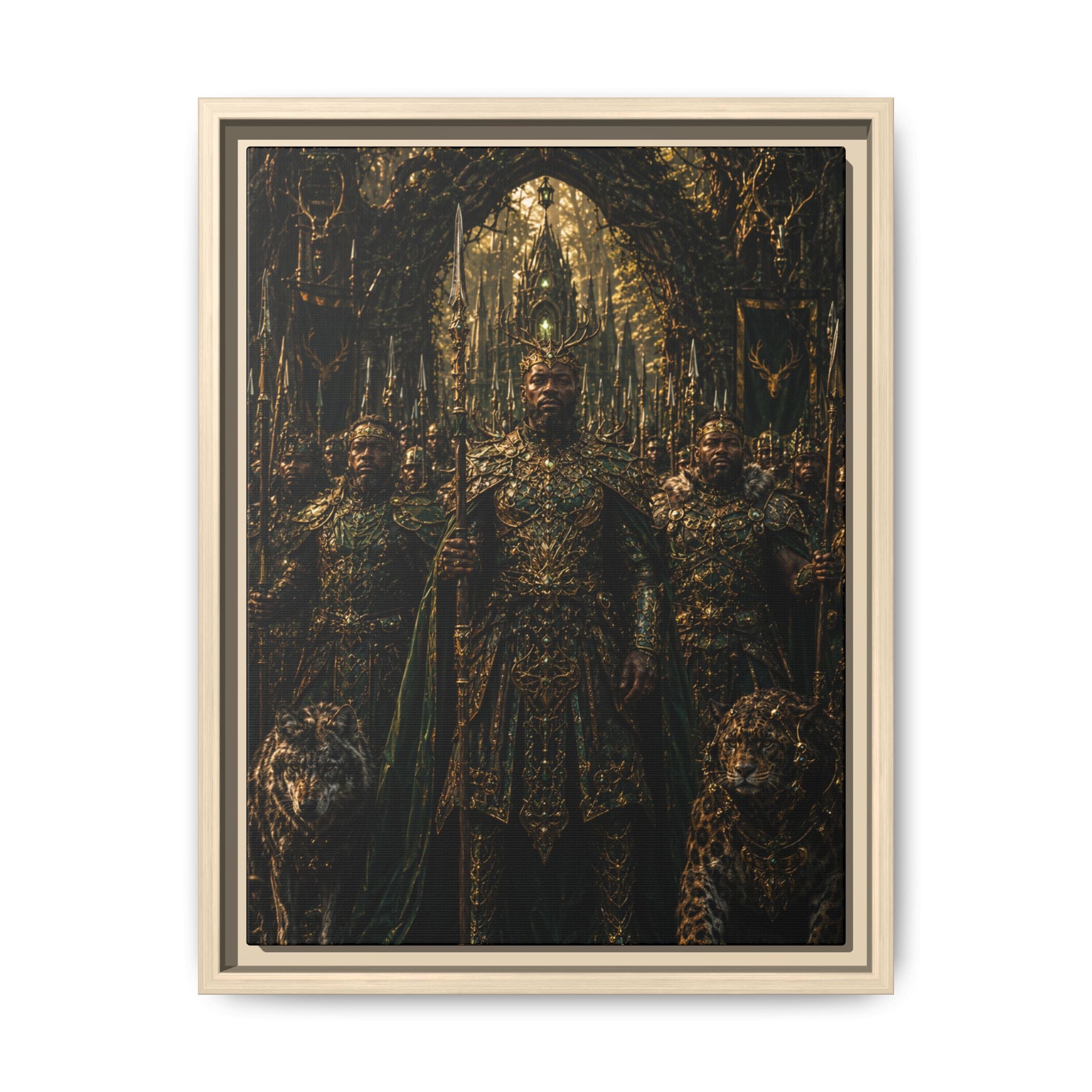 Fine Art Paper Print — Mythic Golden Warrior Court Art