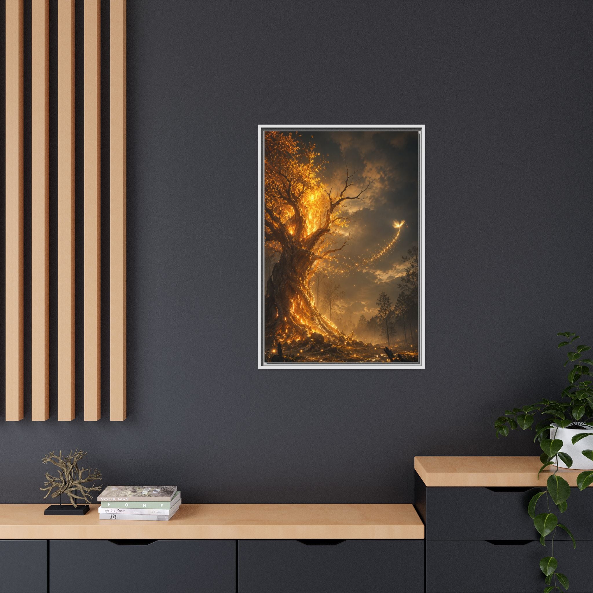 Framed Matte Canvas — Glowing Enchanted Tree Wall Art
