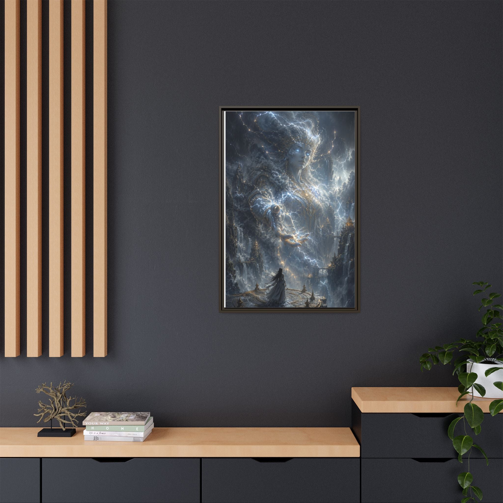 Framed Matte Canvas Print — Ethereal Star Goddess Fantasy Wall Art
