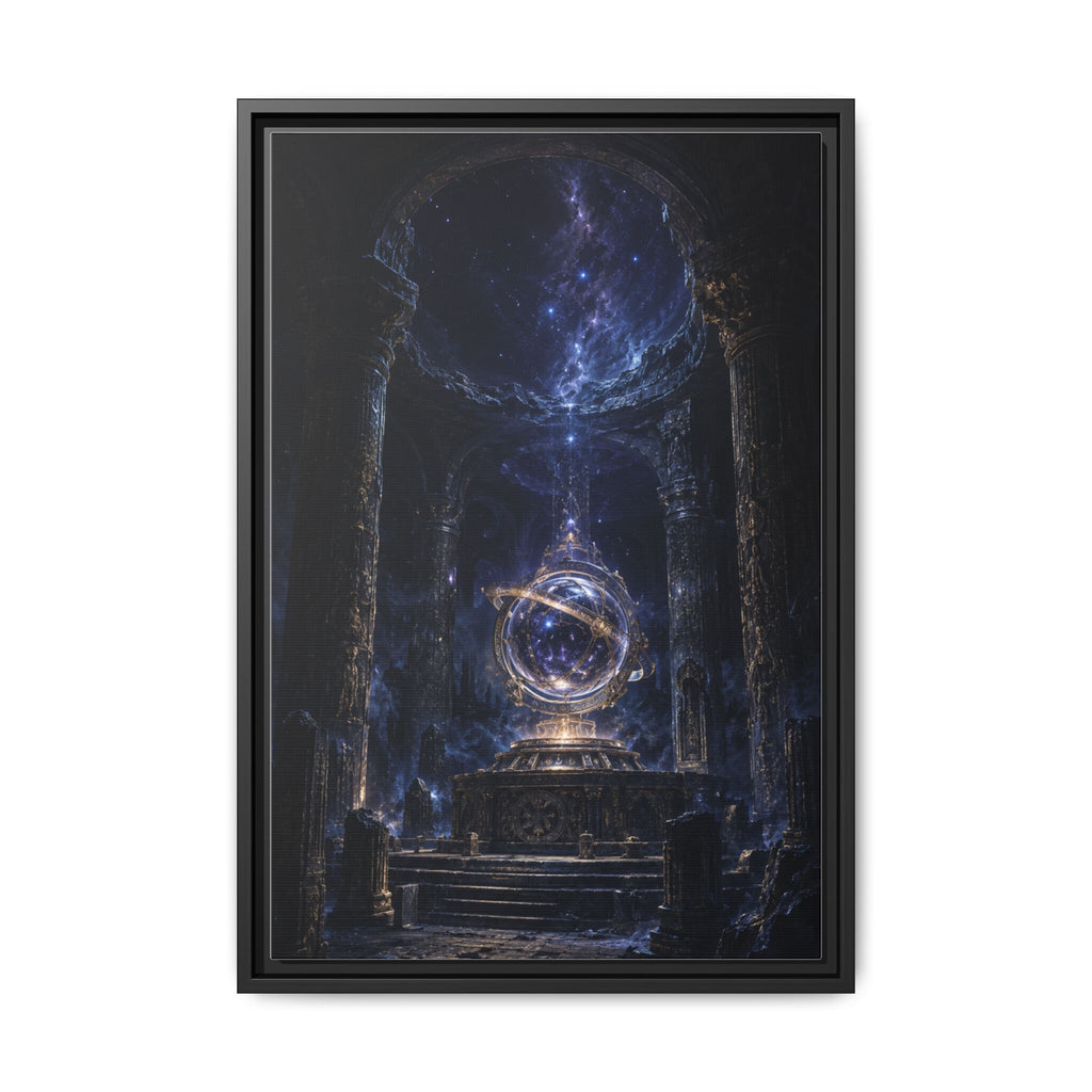 Framed Cosmic Temple Matte Canvas Art — Mystic Astral Orb Wall Decor