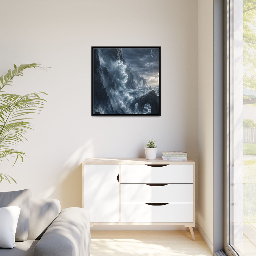 Framed Matte Canvas - Stormy Ocean Fantasy Wall Art