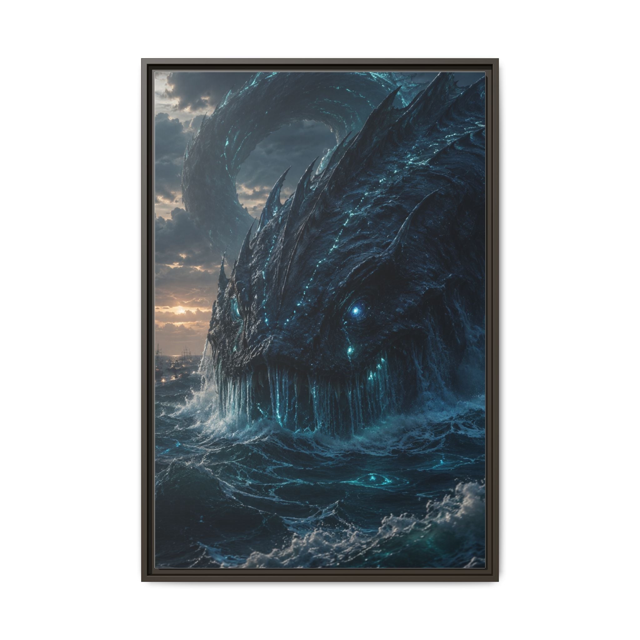 Framed Matte Canvas - Mythic Sea Leviathan Wall Art