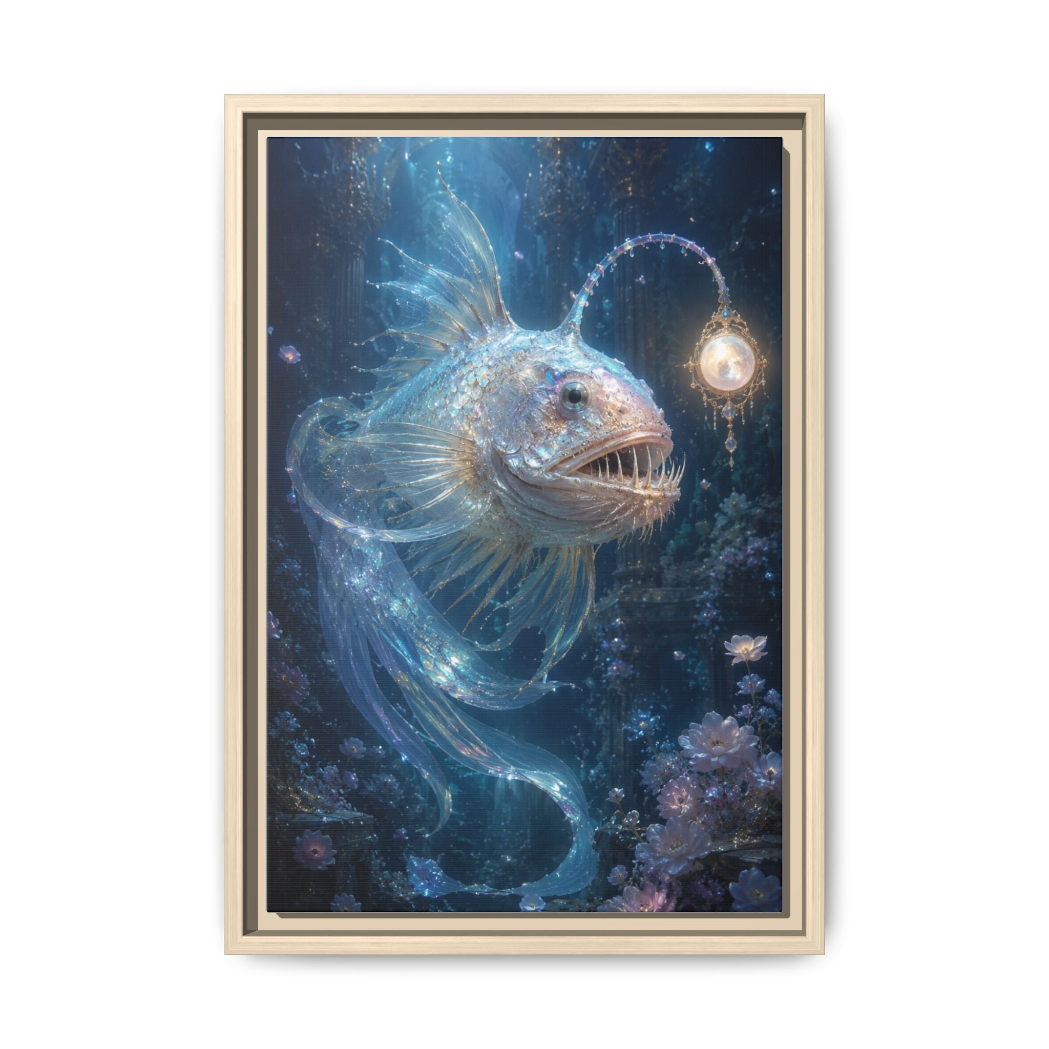 Anglerfish Fantasy Matte Canvas Print — Framed Ocean Wall Art