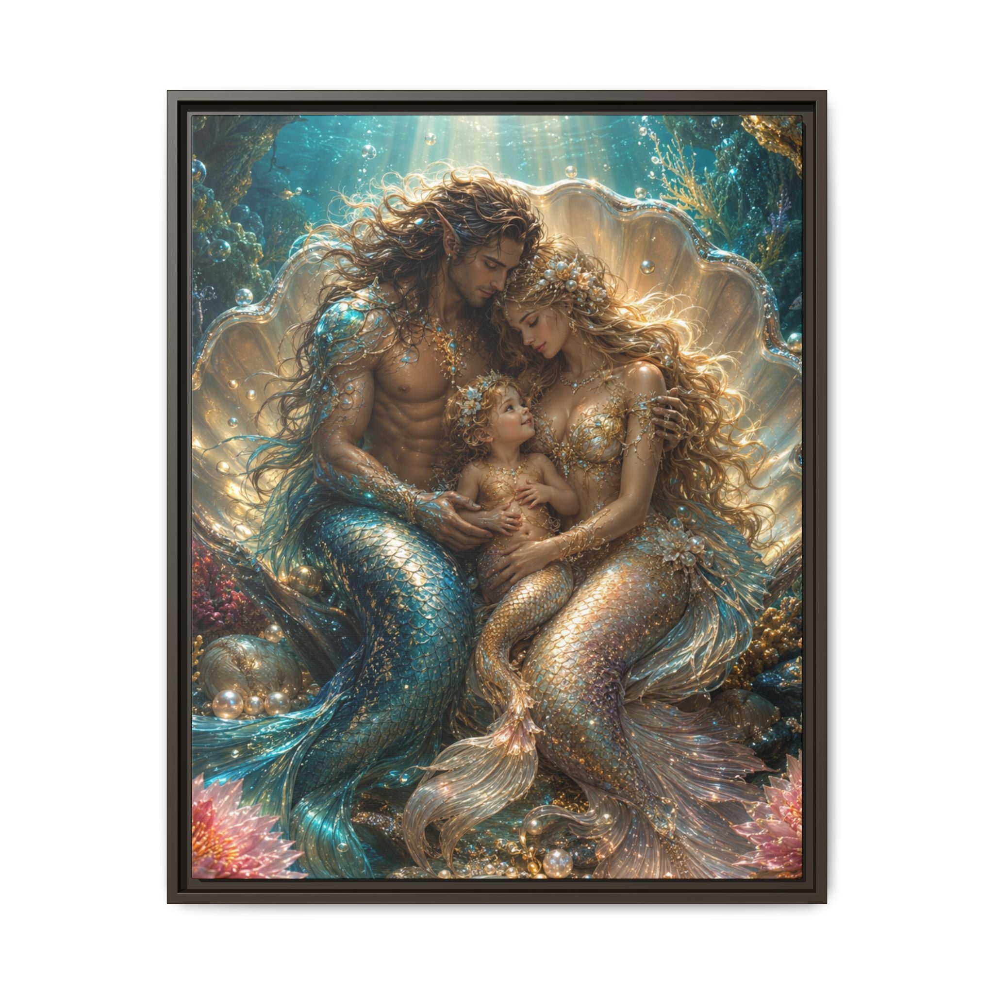 Mermaid Family Art Print — Oceanic Fantasy Fine Art Wall Decor Fine Art Paper Print