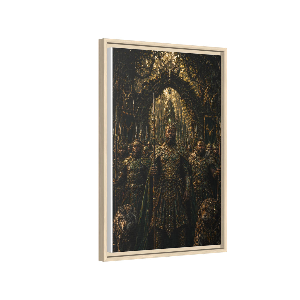 Framed Matte Canvas — Regal Fantasy King in Ornate Armor