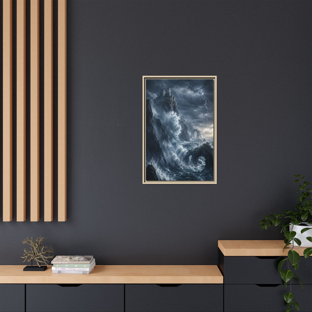 Framed Matte Canvas - Stormy Ocean Fantasy Wall Art