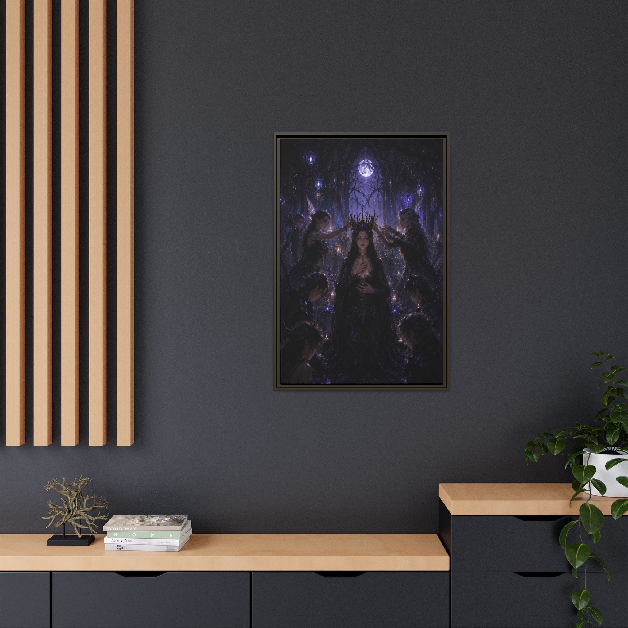 Gothic Moon Queen Framed Canvas Print