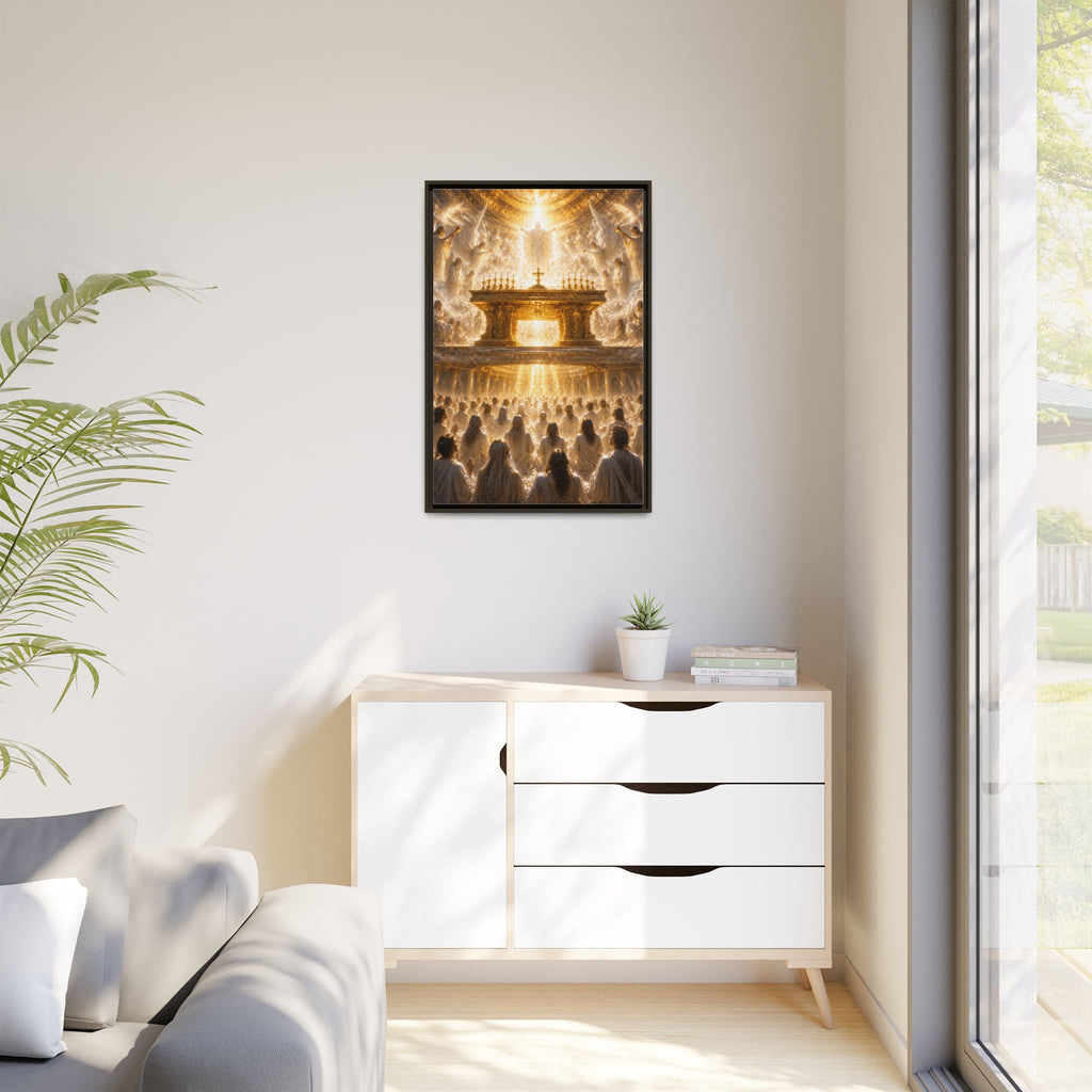 Heavenly Altar Matte Canvas Framed Wall Art — Spiritual Church Scene