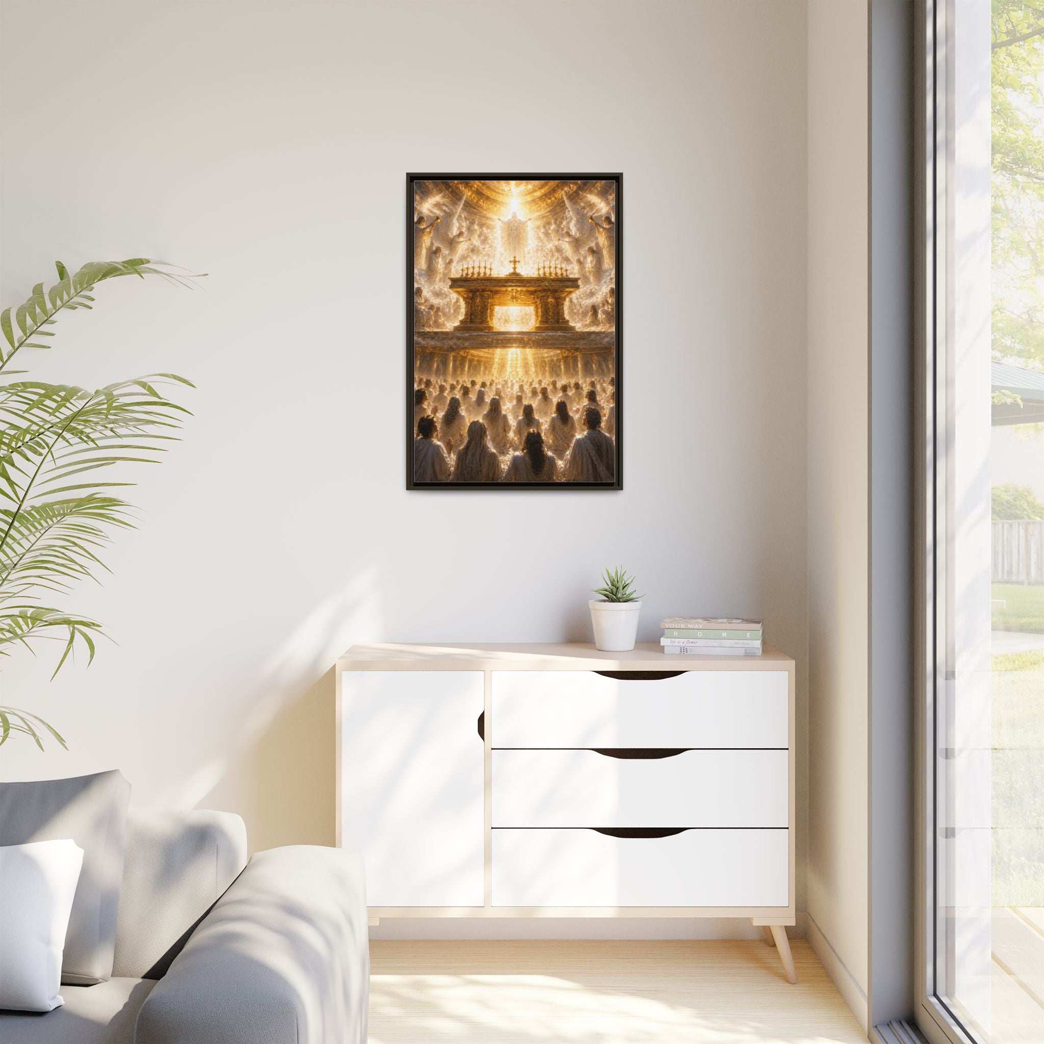 Heavenly Altar Matte Canvas Framed Wall Art — Spiritual Church Scene
