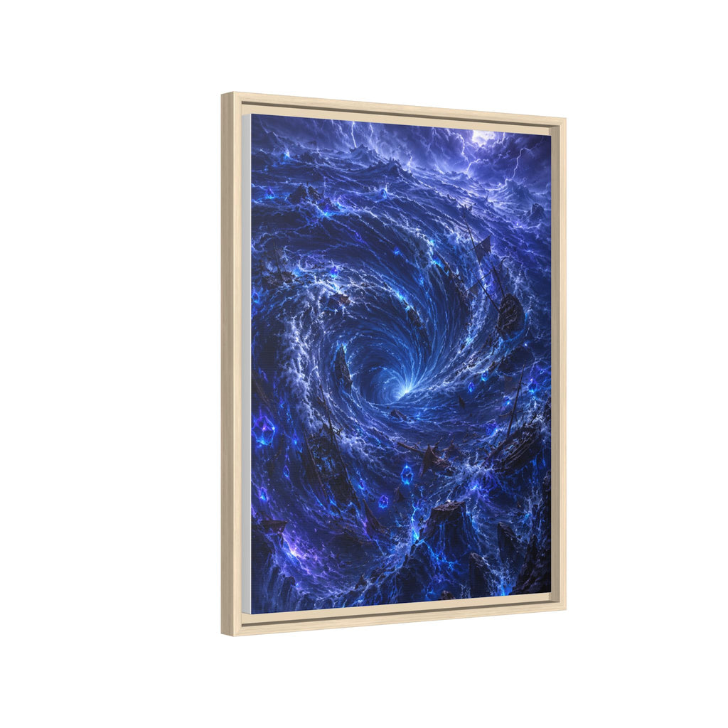 Framed Matte Canvas - Blue Cosmic Vortex Wall Art