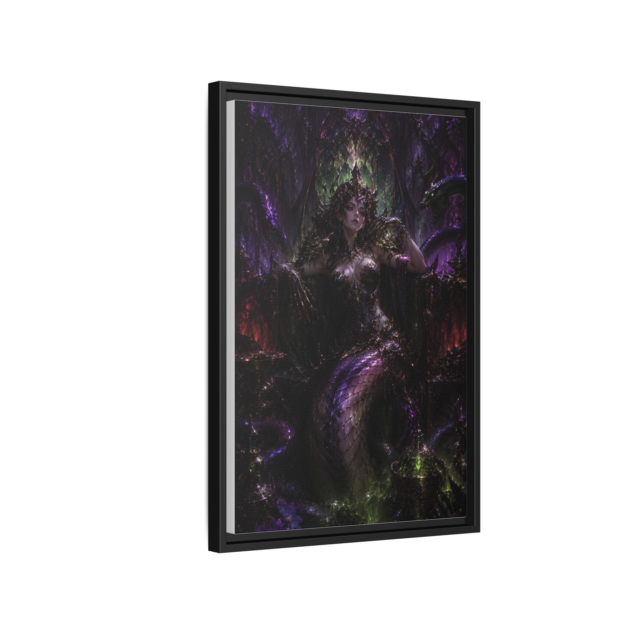 Dark Fantasy Goddess Matte Canvas Print — Framed Multi‑Color Wall Art