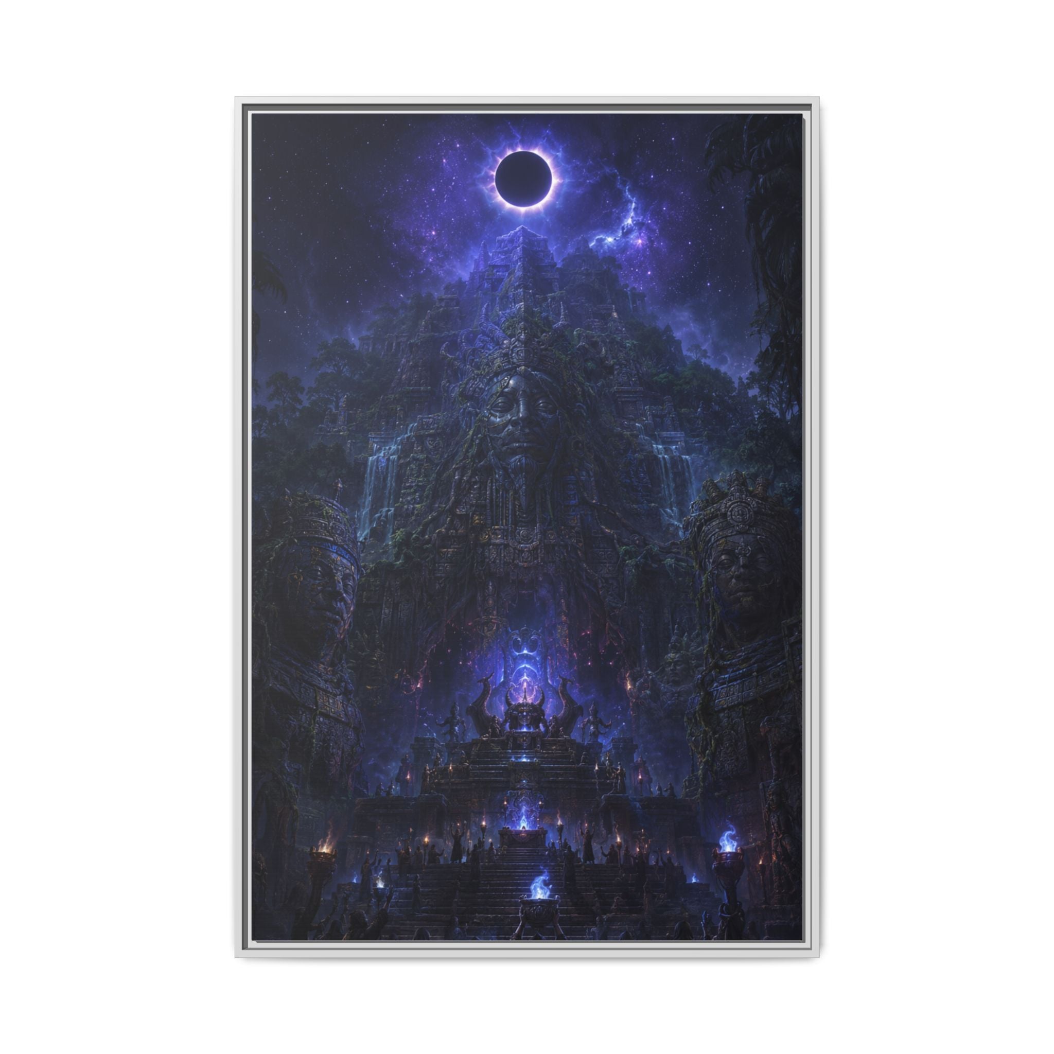 Dark Fantasy Canvas Print — Eclipse Over Mystic Citadel (Framed Matte)