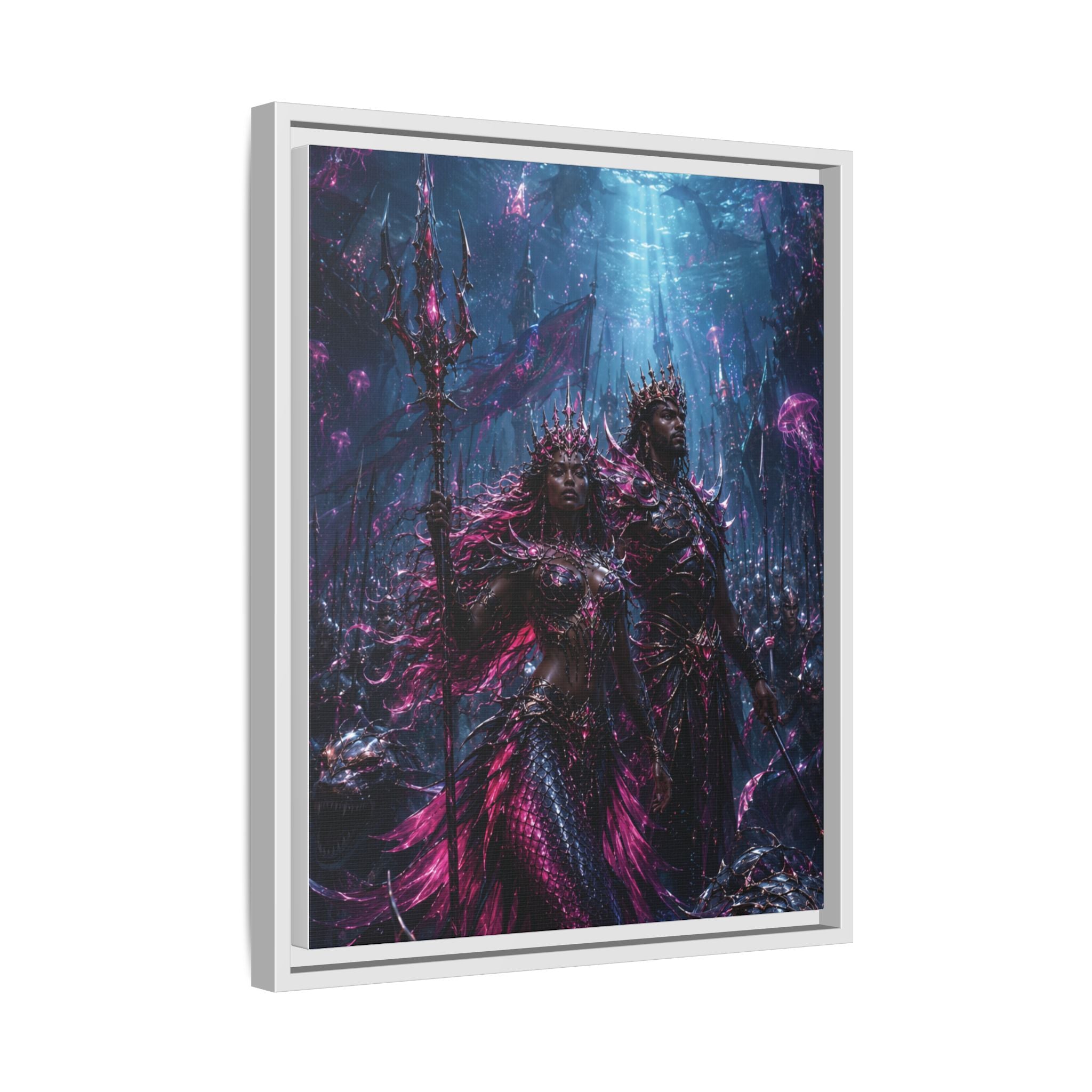 Framed Matte Canvas Print — Mystical Underwater King & Queen Artwork