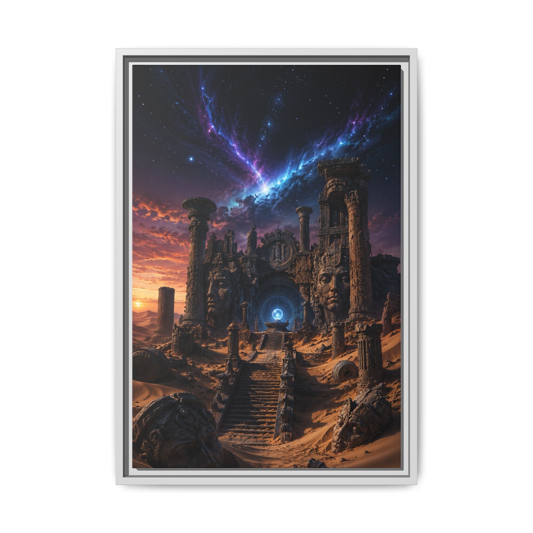 Framed Matte Canvas — Mystical Desert Ruins Nightscape