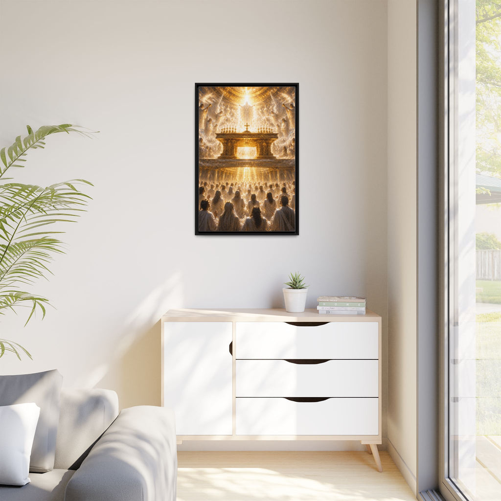 Heavenly Altar Matte Canvas Framed Wall Art — Spiritual Church Scene