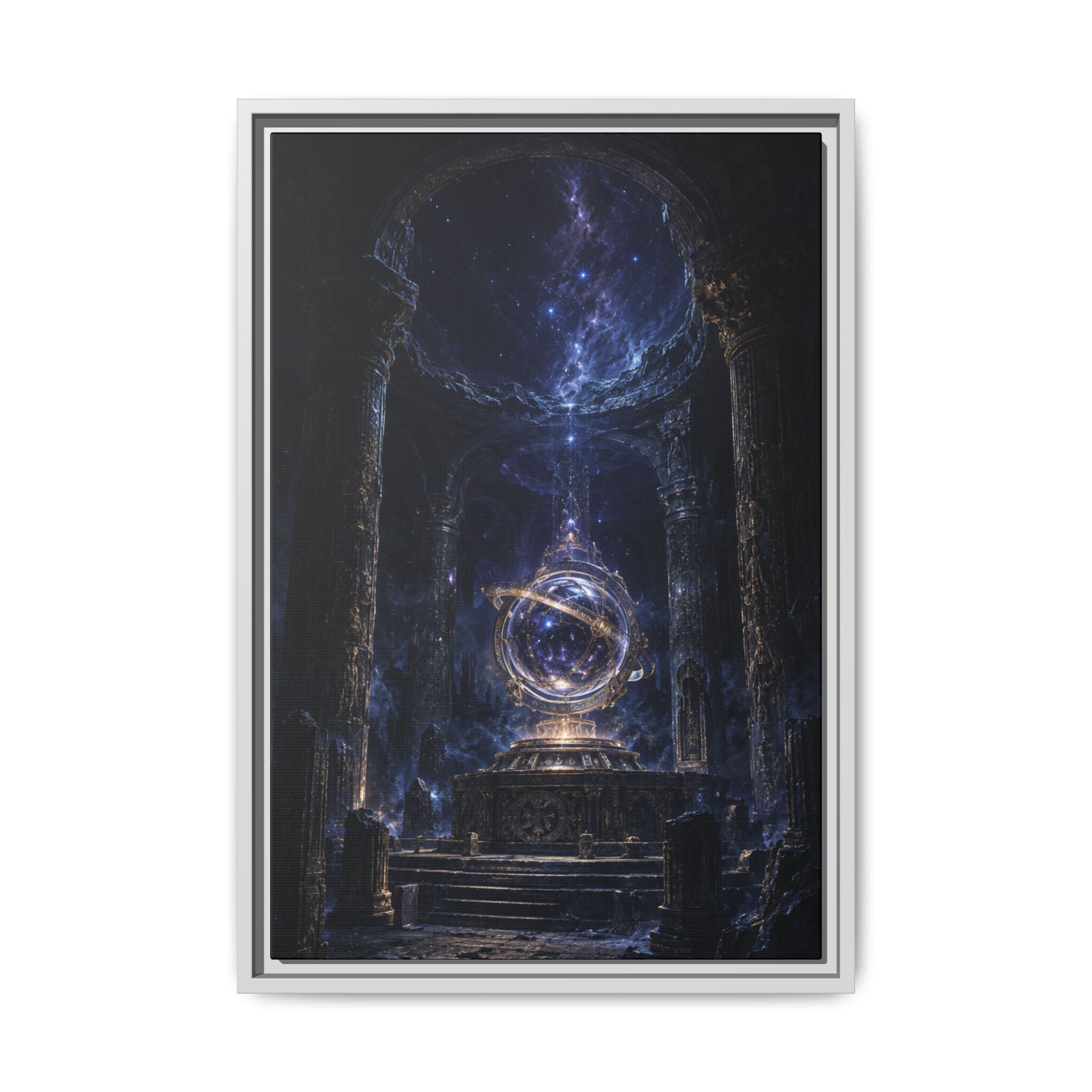 Cosmic Temple Fine Art Paper Print Art — Mystic Astral Orb Wall Decor